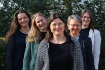 5 Personen stehen im Freien in V-Form