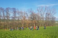 Personen in Feld mit Zwischenfrüchten