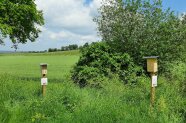 Zwei Nisthilfen stehen in der Flur